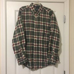 Nautica Men's Size Large Long Sleeve Green Plaid Button Up Shirt EUC